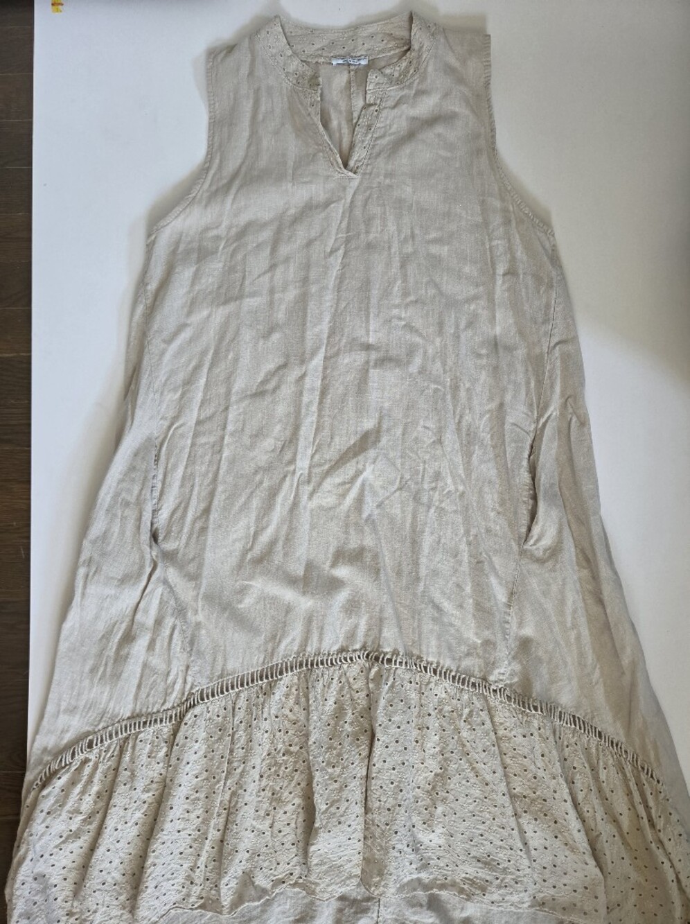 Cristina Vergani Italien 100% linen high low lagenlook eyelet detail pockets M